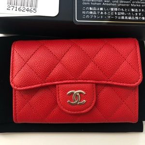 New With Tags 19C Red Chanel Card Holder